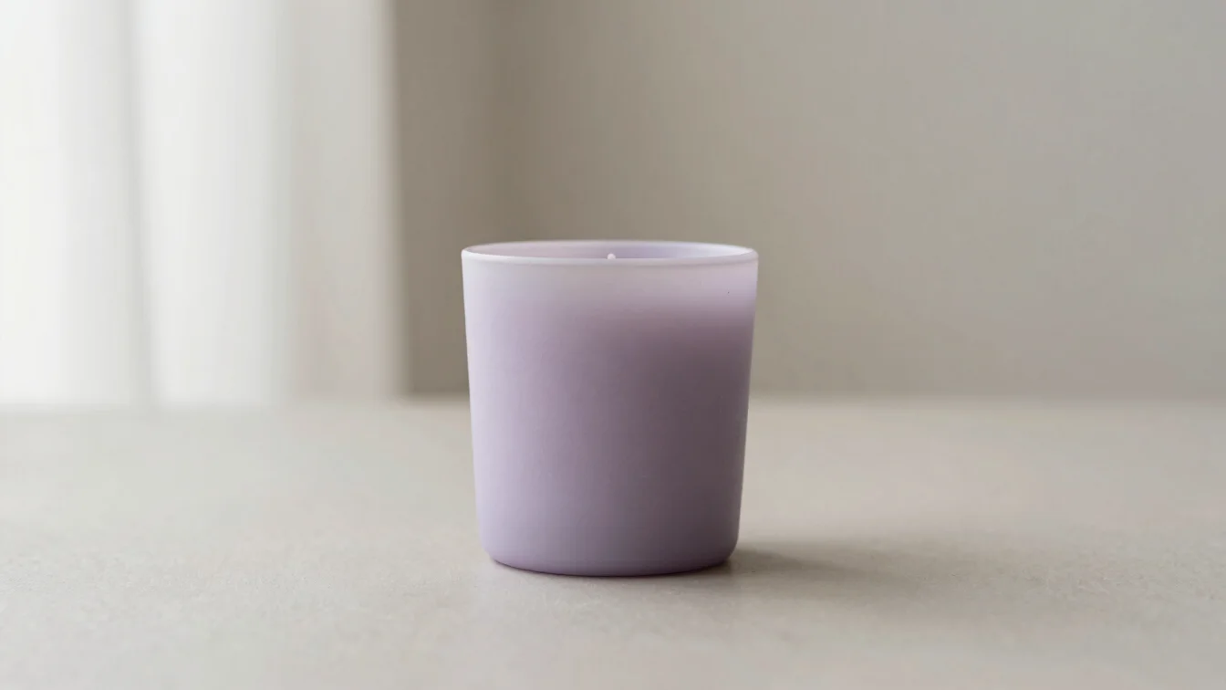 Close product detail of an artisanal candle vessel with a subtle